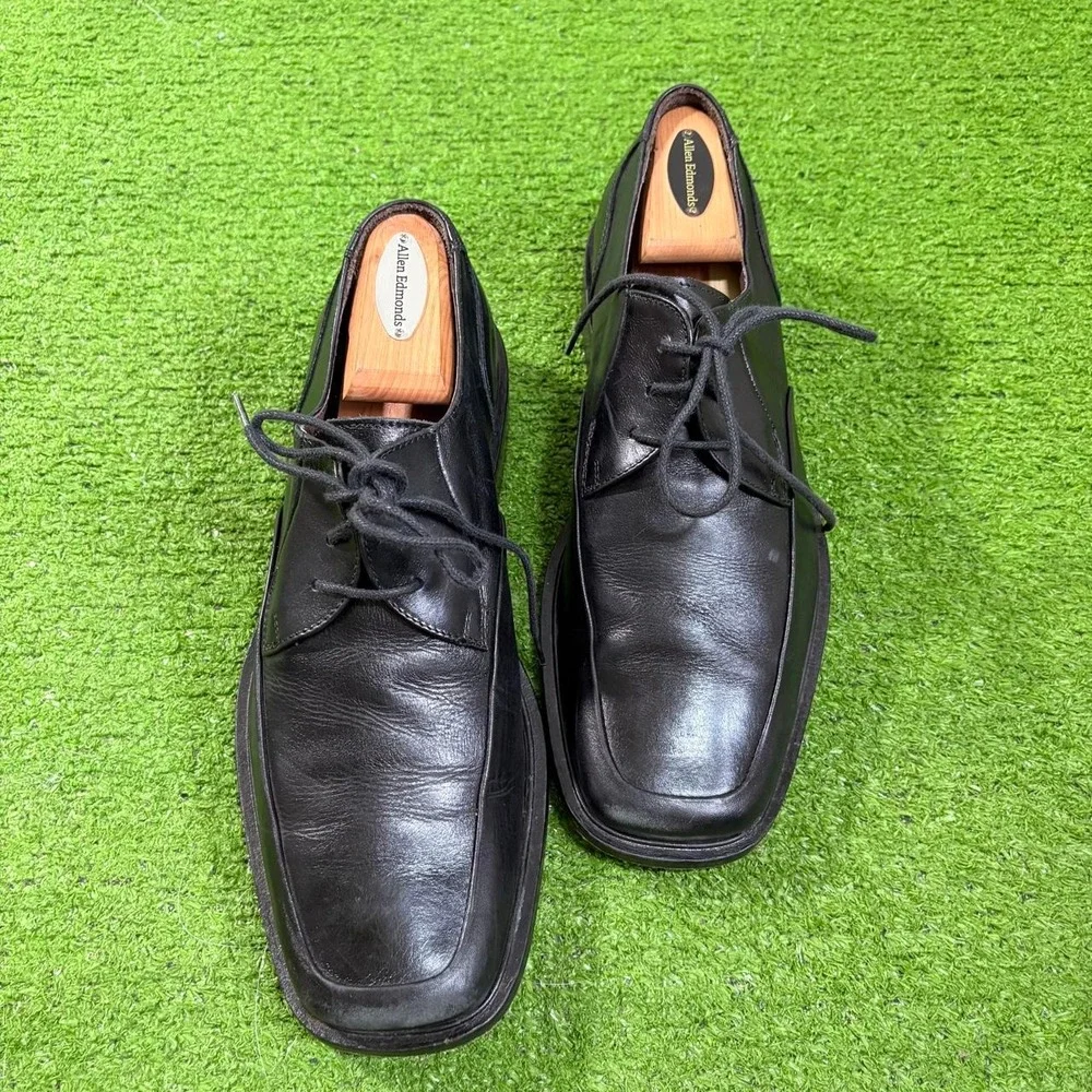 Johnston & Murphy Sz 8.5 Handcrafted Black Dress Lace Leather Oxford Square Toe